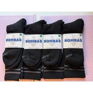 Bombas Black Crew Calf Socks Adult XL with Honeycomb Arch Support Lot 4 PairsNWT